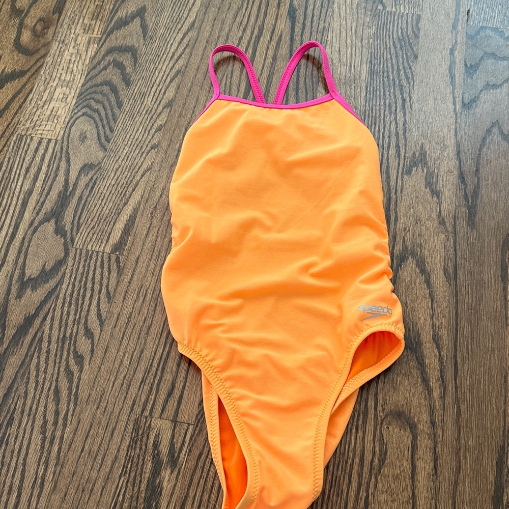 Speedo Bright Orange Swimsuit with Pink Accents